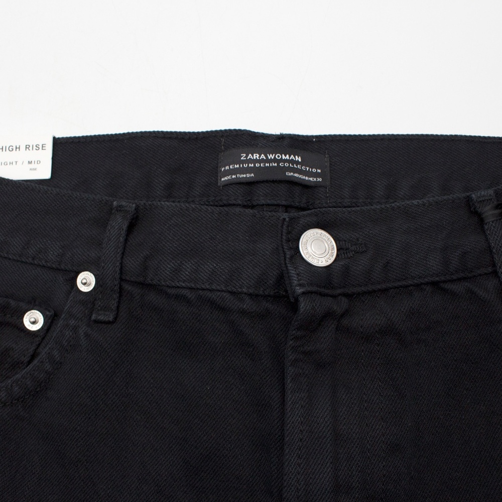 LAST PAIR!! ZARA WOMAN HIGH RISE FRINGED JEANS - Picture 5 of 8